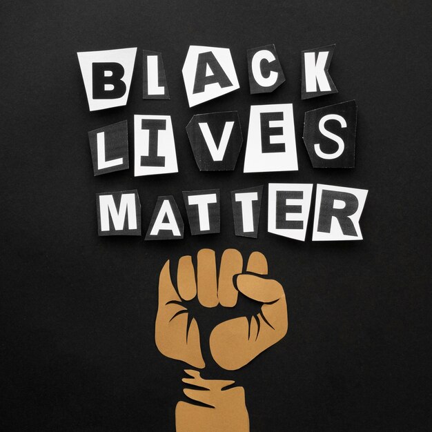 Top view black lives matter movement