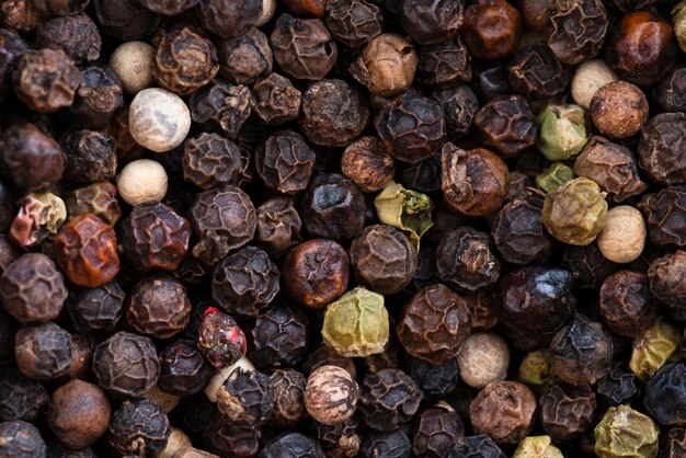 Top view of black pepper background