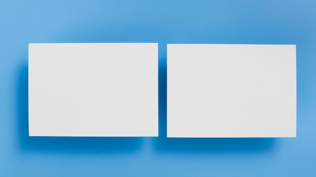 Top view blank business cards concept