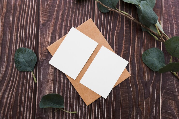 Free Photo top view blank business cards concept