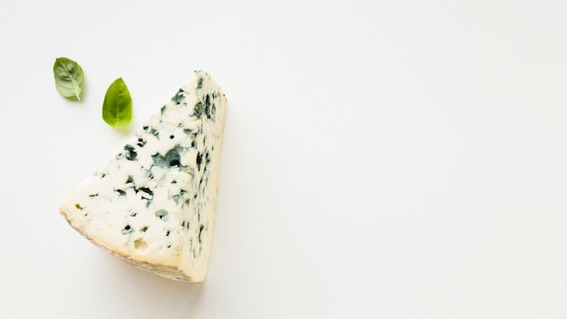 Top view blue cheese with copy space