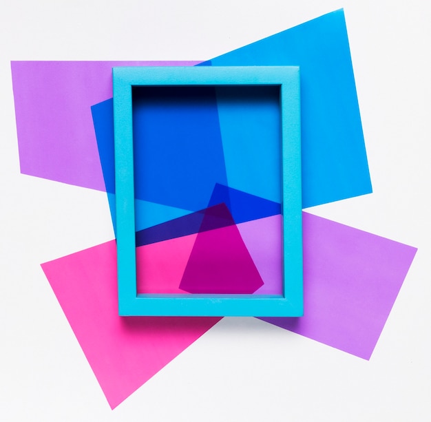 Top view blue decorative frame