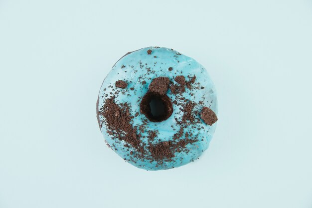 Top view blue donut