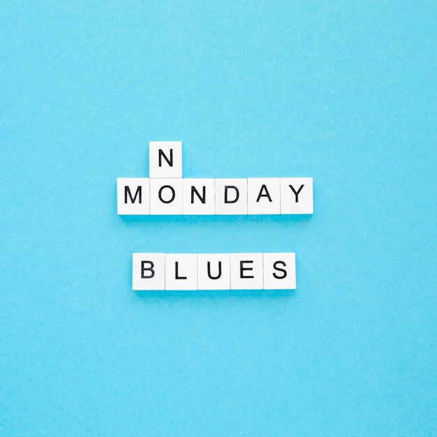 Top view of blue monday concept with copy space