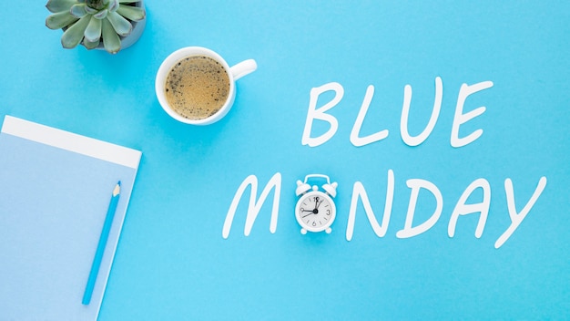 Top view of blue monday concept