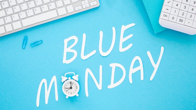 Top view of blue monday concept