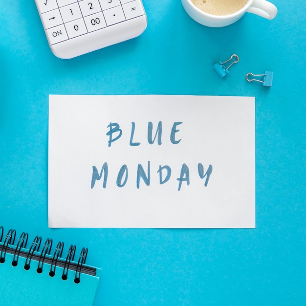 Top view of blue monday concept