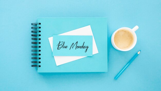 top view of blue monday concept