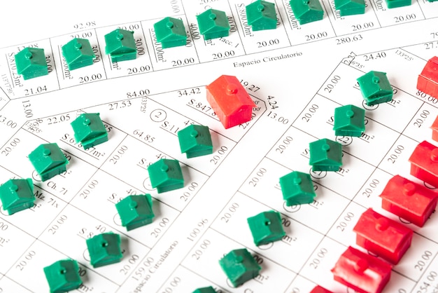 Top view blueprint of streets with houses