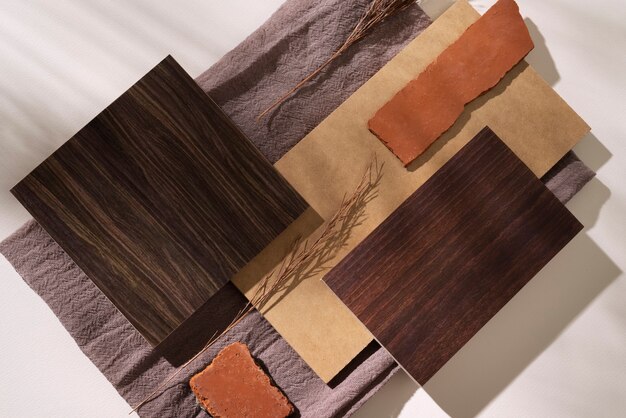 top view on boards of mdf material