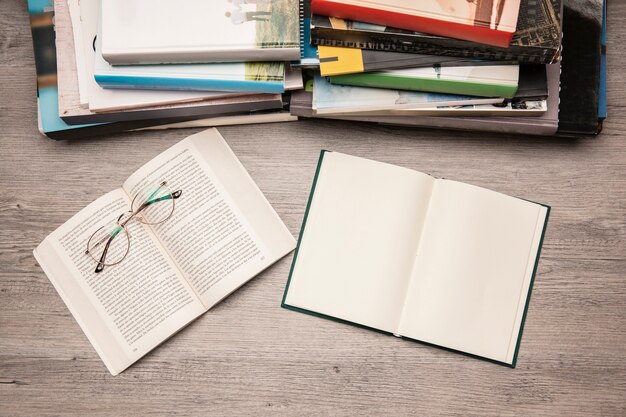 Top view book composition