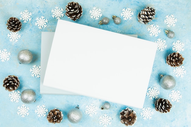 Top view of books with christmas background