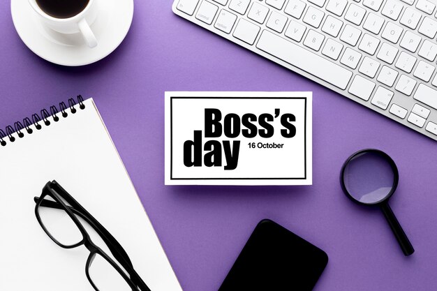 Top view of boss day concept