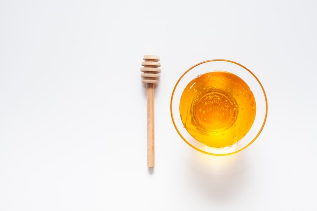 Top view bowl filled with homemade honey