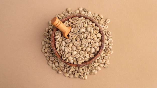 Top view bowl with coffee beans