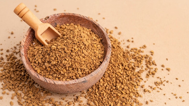 Top view bowl with coffee powder