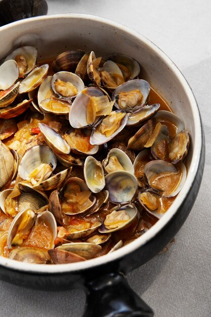 Top view bowl with delicious shells