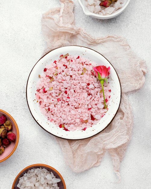 Top view bowl with salts