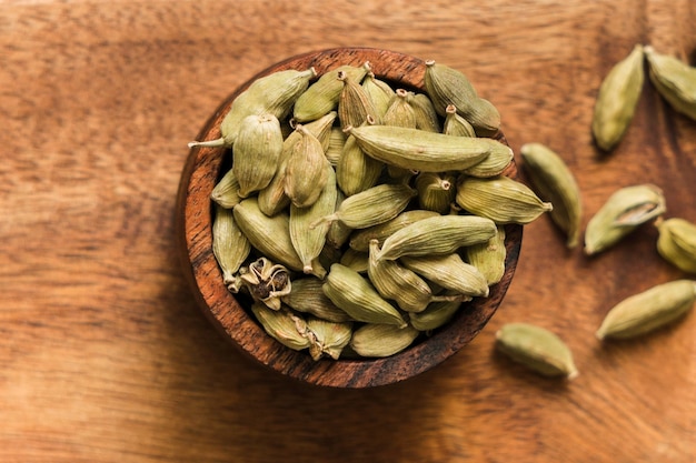 Top view bowl with seeds