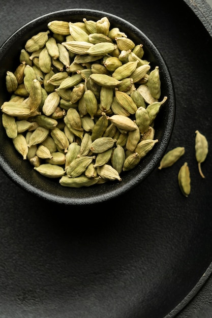 Top view bowl with seeds