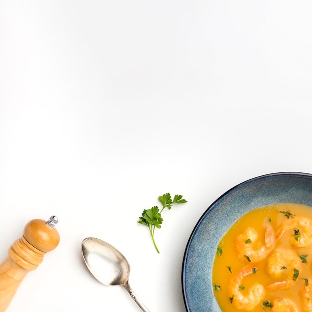 Free photo top view brazilian shrimp soup