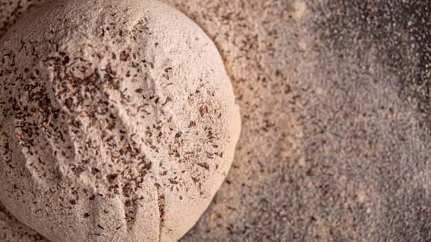 Top view bread dough with seeds