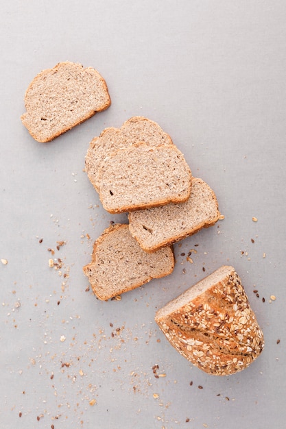 Top view bread on white background