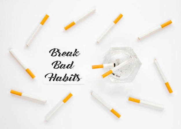 Free photo top view of break bad habit concept