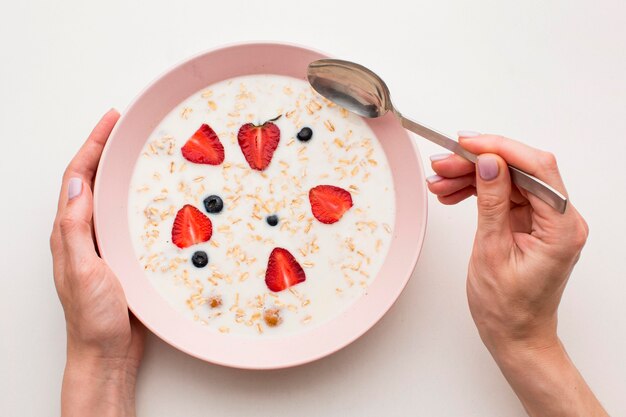 Foto gratuita concetto di colazione vista dall'alto