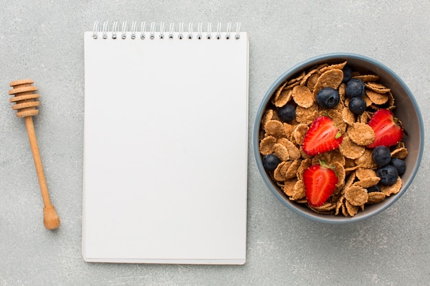 Top view breakfast with cereals