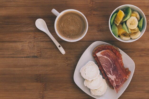 Top view of breakfast