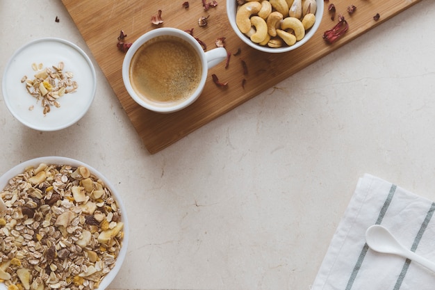 Top view of breakfast