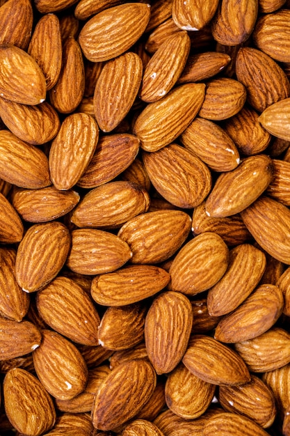 A top view brown almonds