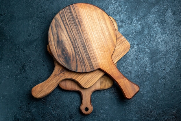 Top view brown wooden desk