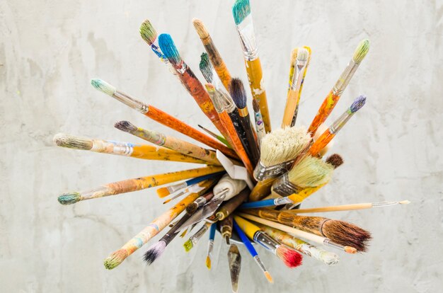 Top view brushes inside a jar