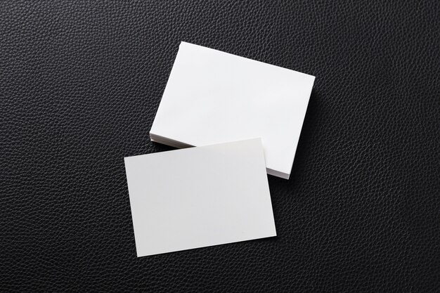 Top view bunch of white business cards