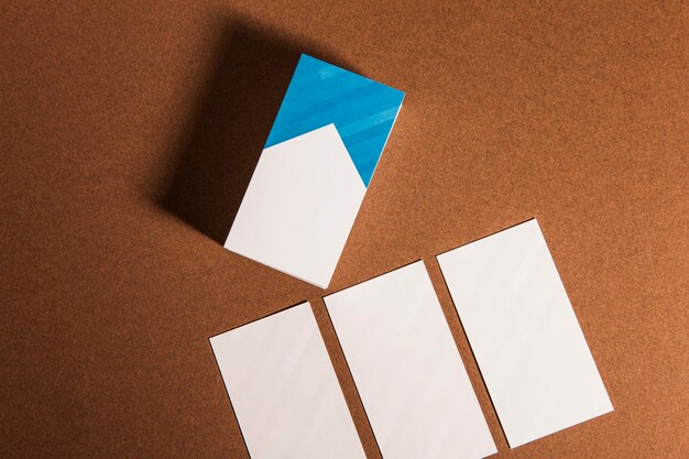 Top view of business cards mockup