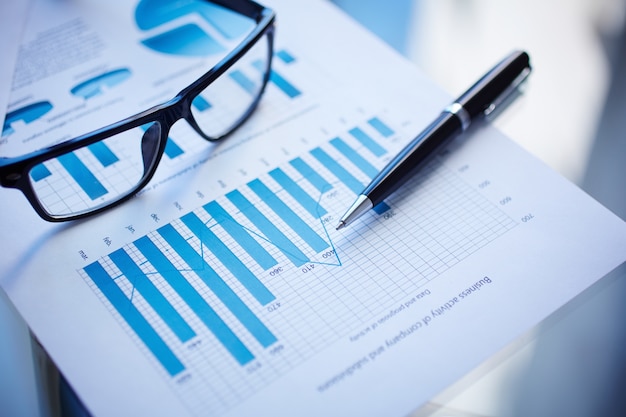 Top view of business documents on office table