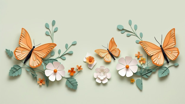 Free Photo top view butterflies in studio