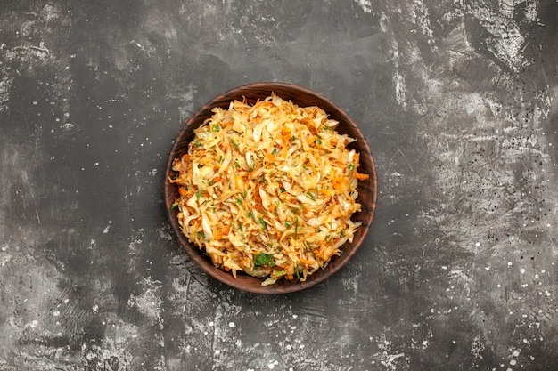 Top view of cabbage with carrots bowl of cabbage with carrots