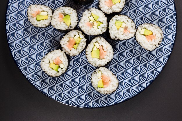 Top view of california rolls