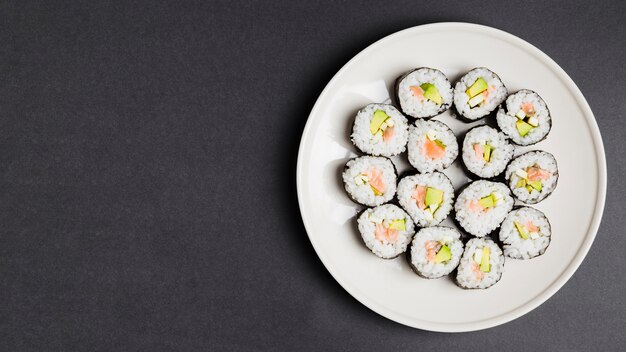 Top view of california rolls