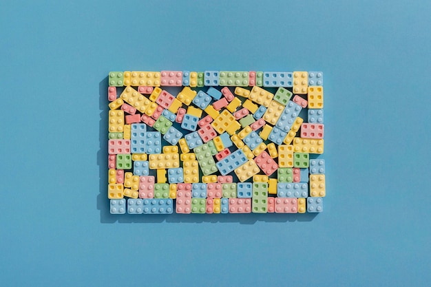 Top view of candy shapes like building blocks