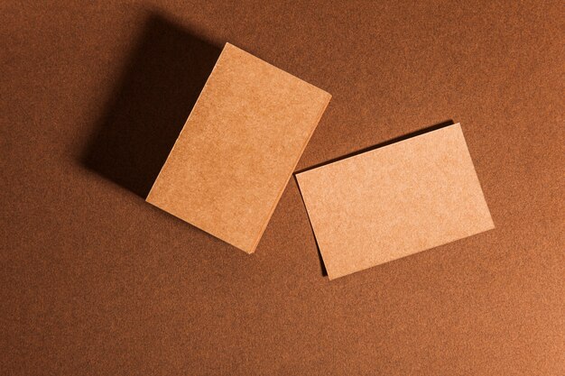 Top view of cardboard business cards