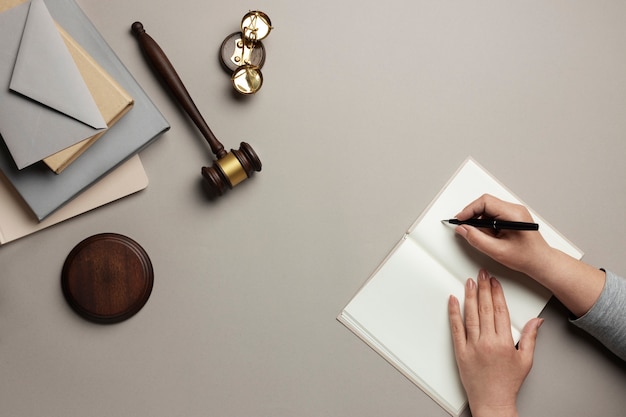 Top view over career guidance items for judges