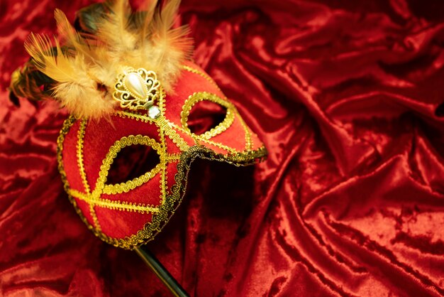 Top view of a carnival mask