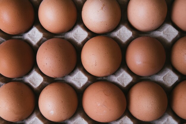 Top view carton of eggs 