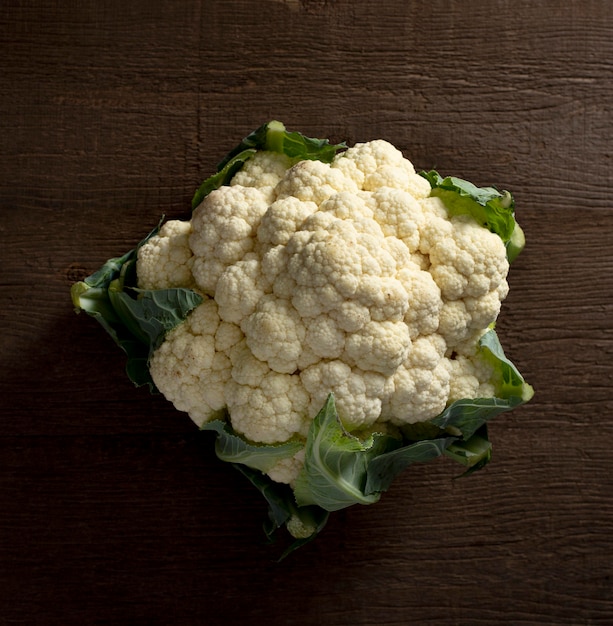 Top view cauliflower with leaves