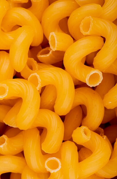 Top view of cavatappi macaroni for surface uses