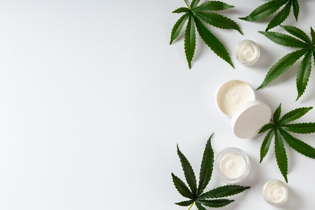 Top view cbd treatment still life